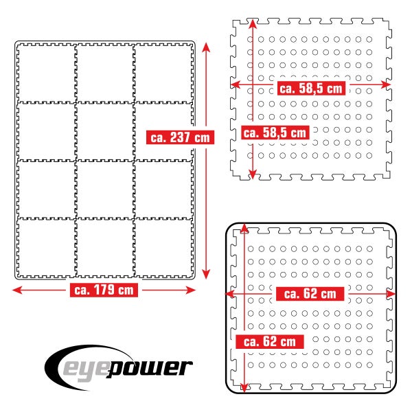 eyepower 4,2 m² Poolunterlage - 12 EVA Matten 62x62 - Outdoor Pool Unterlage - Unterlegmatten Set