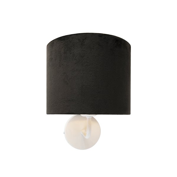 Vintage Wandlampe weiß mit schwarzem Veloursschirm - Matt