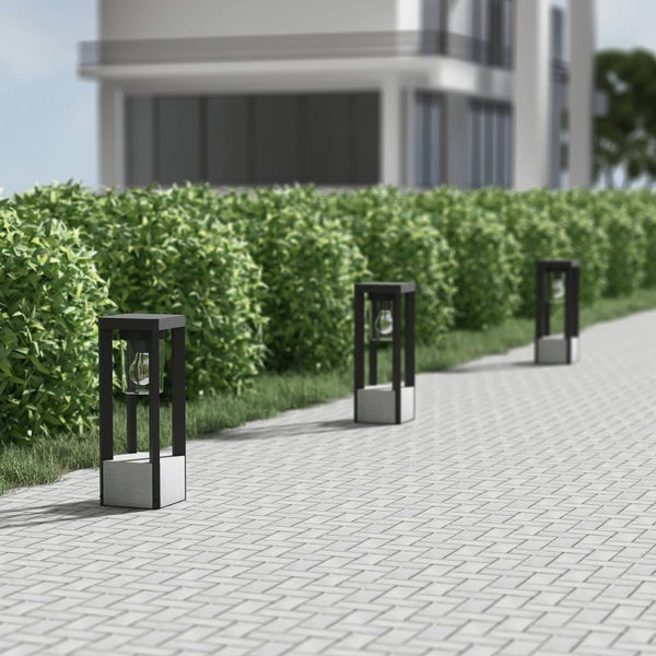 Lucande Außenleuchte Kalisa (spritzwassergeschützt (Modern) in Alu aus Aluminium (1 flammig, E27) - Wegeleuchte Pollerleuchte Wegelampe Sockelleuchte