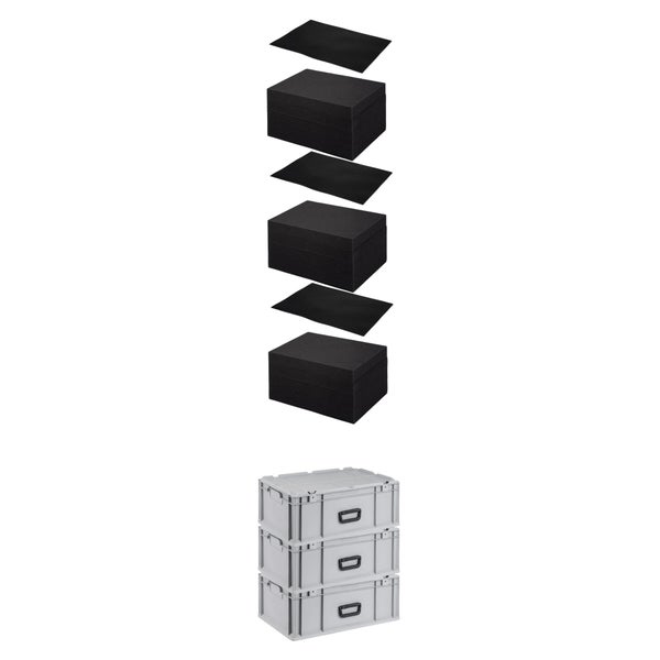 PROREGAL SuperSparSet 3 x Eurobox NextGen Portable Mit Rasterschaumstoff und Schaumstoffeinlage HxBxT 23,5 x 40 x 60 cm 44 Liter Eurobehälter Transportbox