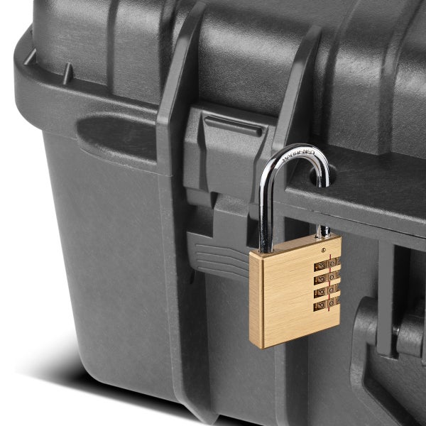 Schwarzer Werkzeugkoffer mit Rollen und herausnehmbarem Schaumstoff