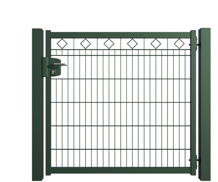 Metallzaun mit Gitter und abschließbarem Griff