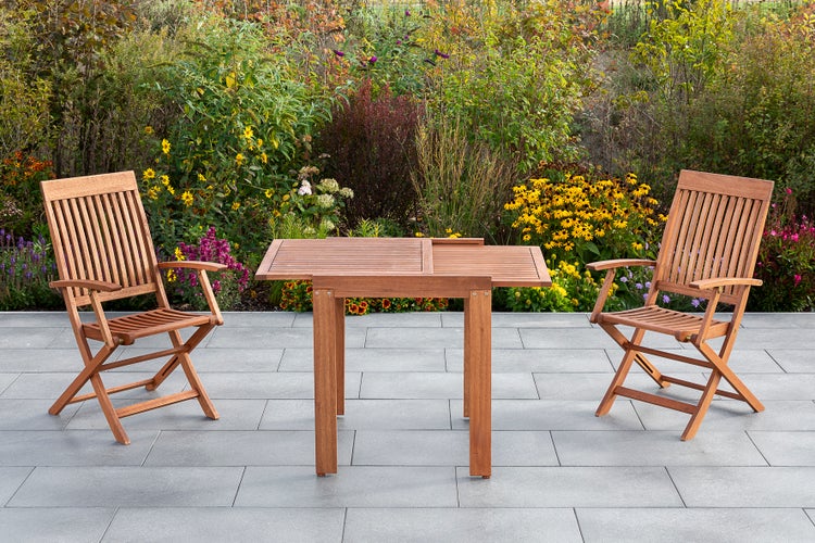Comodoro Gartenmöbelset 3tlg., 2 Klappsessel, Balkonausziehtisch 65 (130) x 70 cm