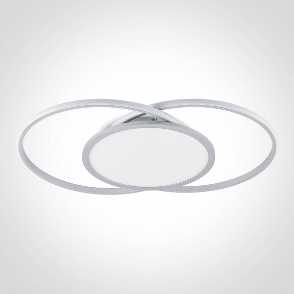Moderne LED-Deckenleuchte mit drei überlappenden ovalen Ringen.