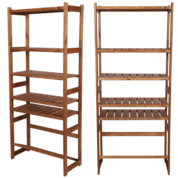 PROREGAL Getränkekistenregal SPREEWALD HxBxT 163x70x33cm 1 Ebene für Kisten + 5 Ablagen Massives Kiefernholz Braun geölt