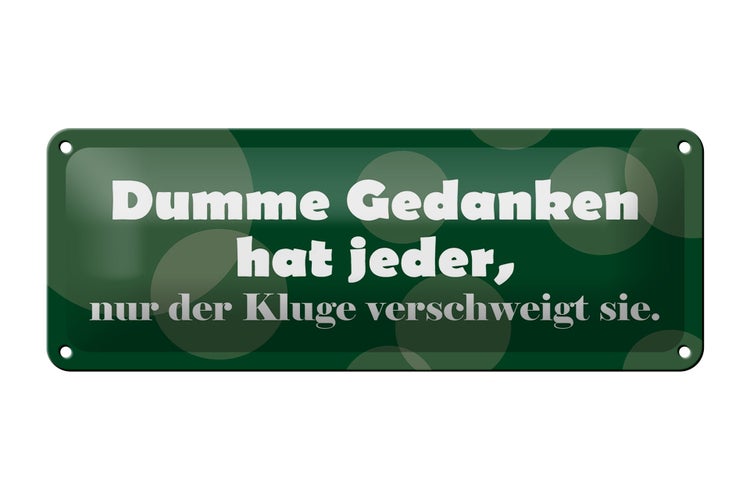 Blechschild Spruch 27x10cm Dumme Gedanken hat jeder Dekoration