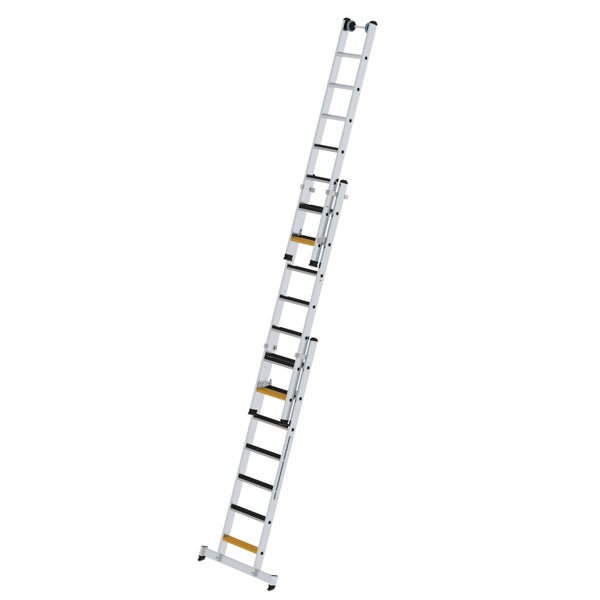 PROREGAL Stufen-Mehrzweckleiter 3-Teilig mit Traverse und Clip-Step R13 3 x 7 Stufen