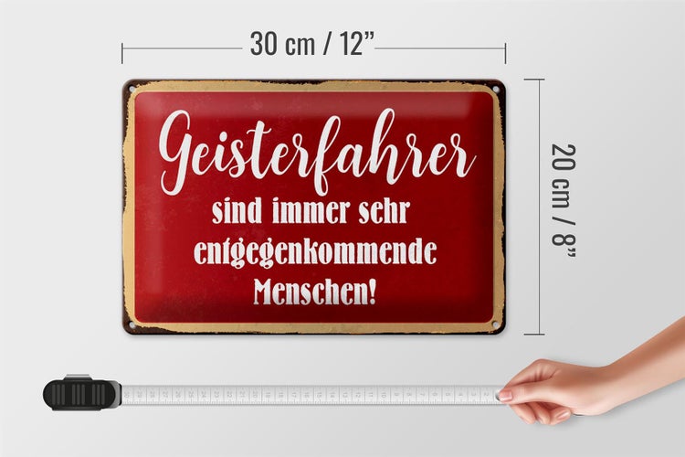 Blechschild Spruch 30x20cm Geisterfahrer sind Menschen