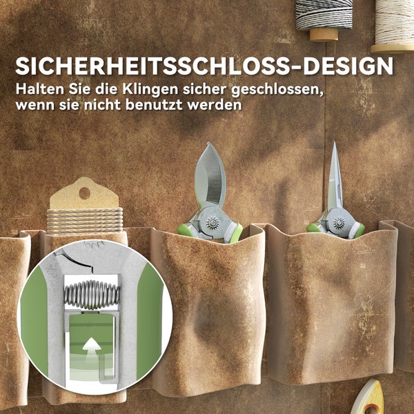 Sicherheitsschloss-Design hält die Klingen bei Nichtgebrauch geschlossen