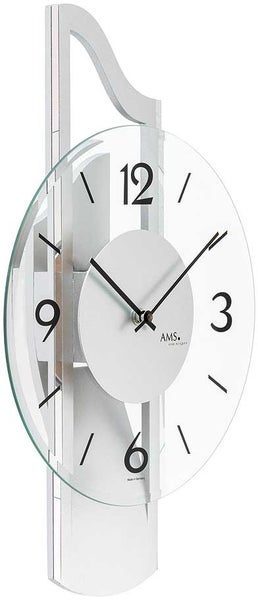 AMS 9678  moderne Wanduhr mit Aluminium-Auflage