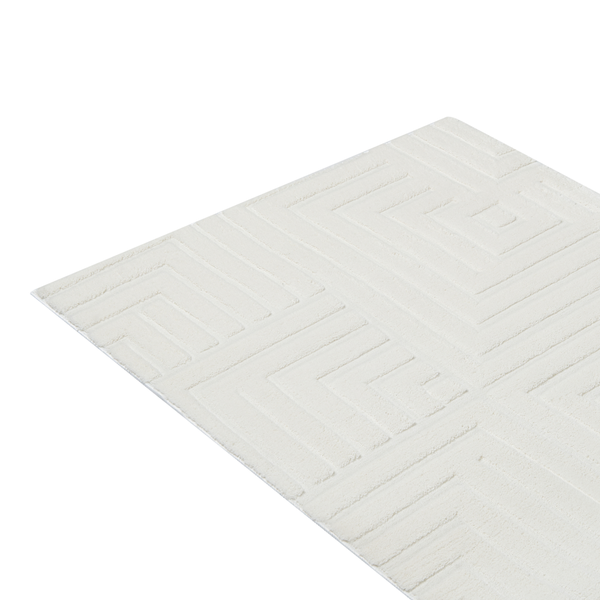 Wohnzimmerteppich mit geometrischem Reliefmuster in rechteckiger Form