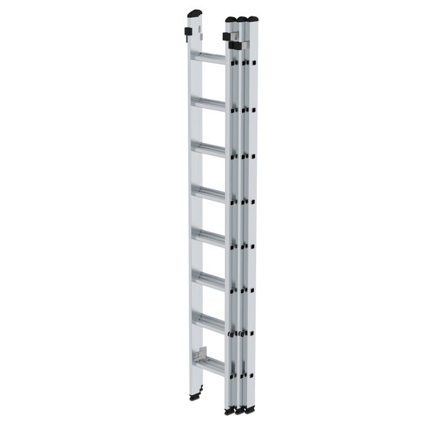 PROREGAL Sprossen-Schiebeleiter 3-Teilig Ohne Traverse 3 x 8 Sprossen