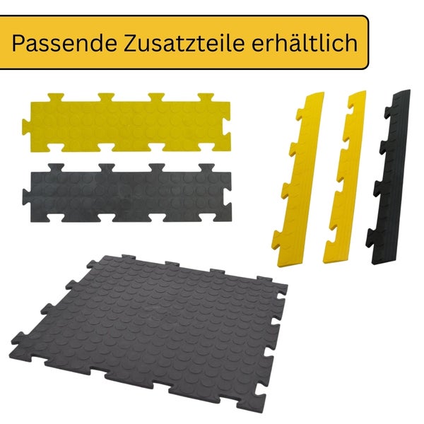 Passendes Zubehör für ineinandergreifende Bodenfliesen mit Noppenstruktur erhältlich.