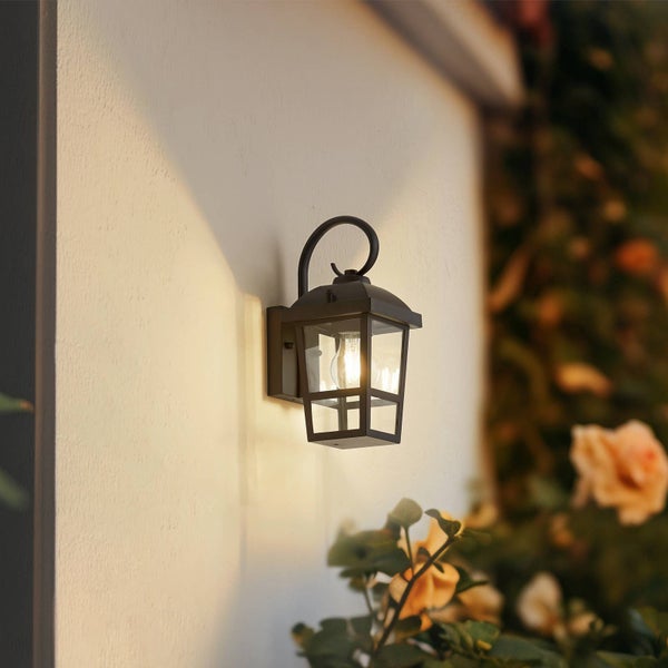 Lindby Wandleuchte außen (Laterne) Eloane (spritzwassergeschützt (Modern) in Schwarz aus Edelstahl (1 flammig, E27) - Außenwandleuchten Wandlampe Led Außenlampe Outdoor für