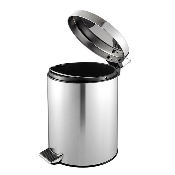 PROREGAL Runder Tretabfallsammler Mit Herausnehmbaren Kunststoff Inneneimer 5 Liter HxBxT 28,4 x 24,5 x 20 cm Edelstahl