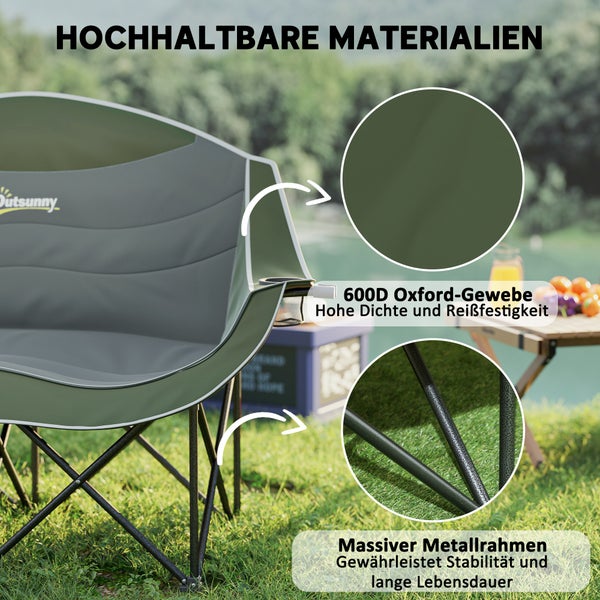 Outsunny Campingstuhl mit reißfestem 600D Oxford Gewebe und stabilem Metallrahmen für hohe Belastbarkeit im Freien.