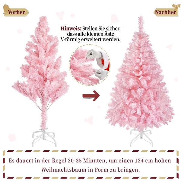 Yaheetech 124 cm Künstlicher Weihnachtsbaum , Rosa