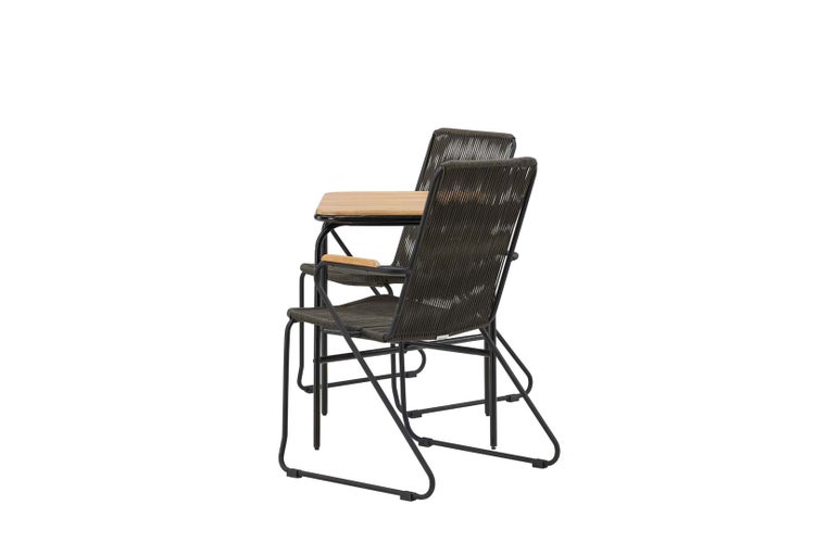 Holmbeck Gartenset Tisch, 2 Stühle  natur,schwarz. 88 X 70 X 74 cm