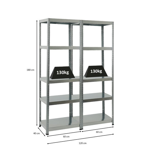 PROREGAL Mega Deal 2x Schwerlastregal Steel Eagle HxBxT 180 x 60 x 40 cm Fachlast 130 kg Verzinkt