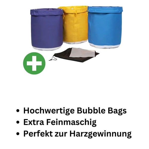 Extraktorbeutel 3er Set – 19 Liter, Hochwertiges Material, Verschiedene Maschenabstände (25/45/150 Mikron) für Optimale Harzgewinnung & Reine Kristalle