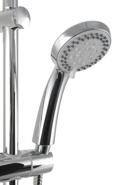 Calmwaters® Duschsystem Chrom, mit Regendusche & Handbrause, 3-strahlige Handbrause, Anti-Kalk, Duschgarnitur mit Wandstange, Gleiter, Hand- und Kopfbrause, 20DP6204
