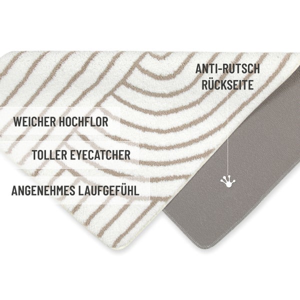 Badteppich Weiß Beige Hilda WECONhome Basics 70x120 cm