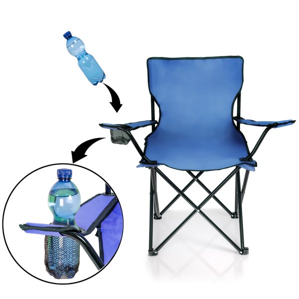 BigDean Faltstuhl BLAU Campingstuhl Anglerstuhl mit Getränkehalter & Tragetasche - Anglersessel klappbar - Klappstuhl Gartenstuhl Faltstuhl Relaxsessel Angelsessel faltbar