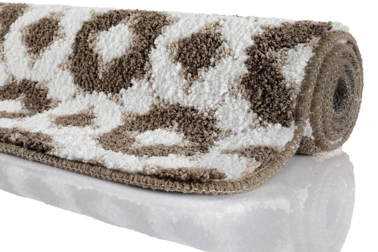 Badteppich Weiß Beige Braun J&J WECONhome Basics 55x65 cm