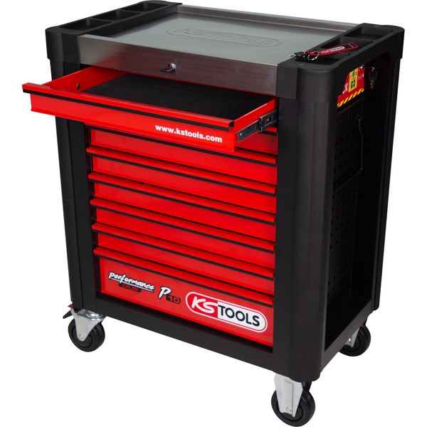 KS TOOLS PERFORMANCEplus P10 SCHWARZ/ROT Werkstattwagen mit 8 Schubladen - 873.0008