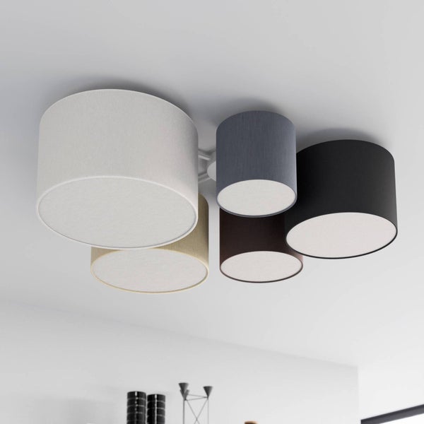 Lindby Stoff Deckenlampe grau, braun schwarz beige weiß 5 Schirme Ø 20 25 30 35 40 cm 5x E27 max. 60W ohne Leuchtmittel Textil Deckenleuchte