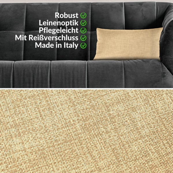 Kissenhülle Beige 30x50cm ohne Füllung Leinenoptik