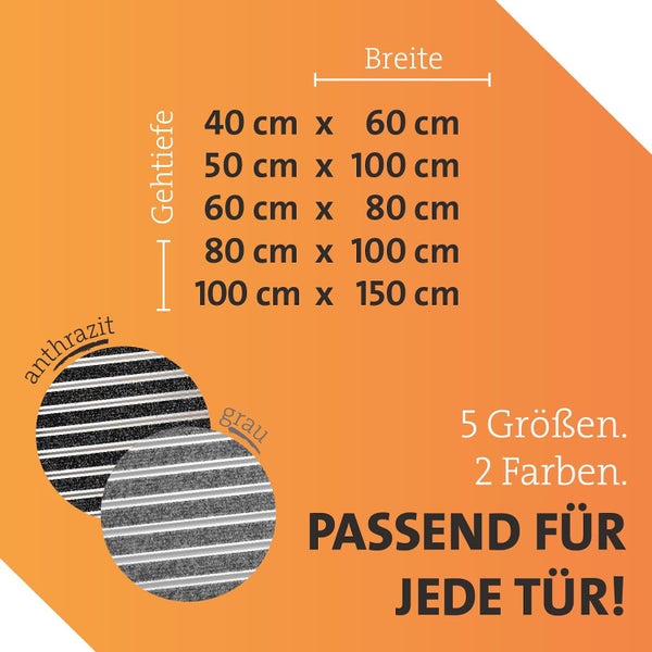 Schmutzfangmatte mit Aluminiumrahmen für Eingang | Einbau Alu-Fußmatte Innen & Außen überdacht | Robuste, eingelassene Eingangsmatte Anthrazit 100 x 50 cm