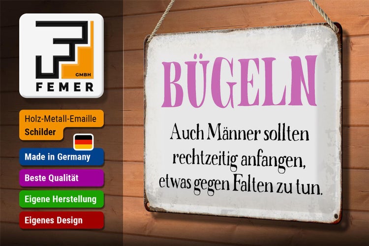 Blechschild Spruch 30x20cm Bügeln auch Männer sollten
