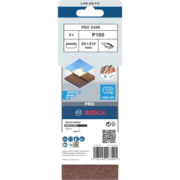 Bosch PRO X440 Schleifband 65 x 410 mm 100 - 2608606018
