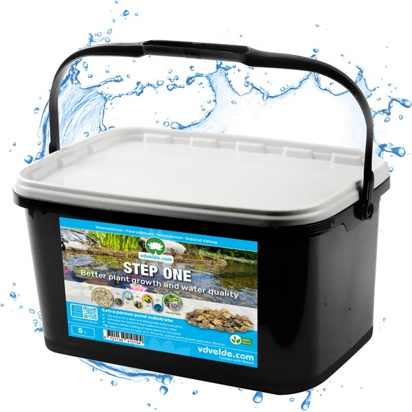 vdvelde.com Teichsubstrat 5 Liter im Eimer für gesundes Pflanzenwachstum und bessere Wasserqualität.