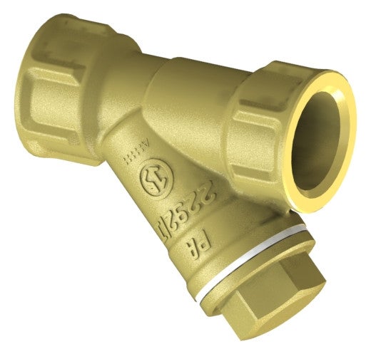 Schmutzfänger aus Messing in Y-Form mit Innengewinden.
