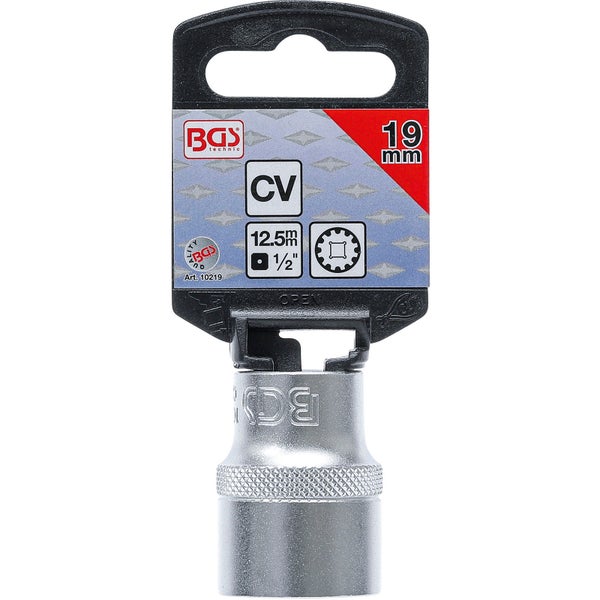 BGS Steckschlüssel-Einsatz Gear Lock Antrieb Innenvierkant 12,5 mm (1/2) SW 19 mm - 10219