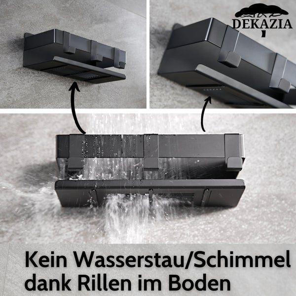 DEKAZIA® Duschablage ohne Bohren schwarz Duschregal ohne Bohren Shampoo Halterung für Dusche Duschablage schwarz Duschregal schwarz Duschablage schwarz ohne Bohren Duschkorb schwarz Badregal