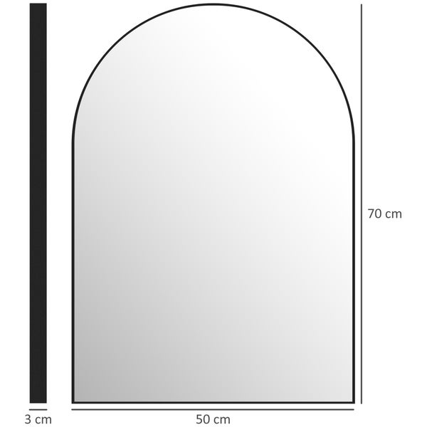 HOMCOM Badspiegel 50 x 70 cm Spiegel mit Splitterschutzfolie, Badezimmerspiegel mit Aluminium-Rahmen, Wandspiegel für Badezimmer, Schlafzimmer, Schwarz