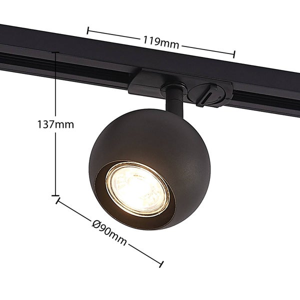 Lindby Stromschienenleuchte Linaro (Modern) in Schwarz aus Metall (1 flammig, GU10) - 1-Phasen Stromschiene Stromschienenstrahler Flurleuchte