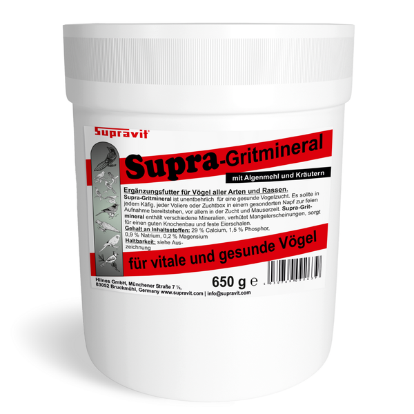 Supravit Supra-Gritmineral Ergänzungsfutter für Vögel, 650 Gramm