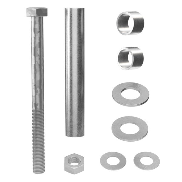 ECD Germany 2er Set Universal Achse für Schubkarrenrad, Ø16x105 mm, aus Stahl verzinkt, Schubkarrenachse Montage Set mit Unterlegscheibe und Nuss, Achsen-Satz für Schubkarren Rad Schubkarrenreifen