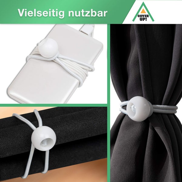 CoverUp! 50 Planenspanner mit Kugel für Banner, Planen, Pavillions, Zelte | Expanderschlingen, Planenhalter, Gummispanner, Zeltgummis, Spanngummis