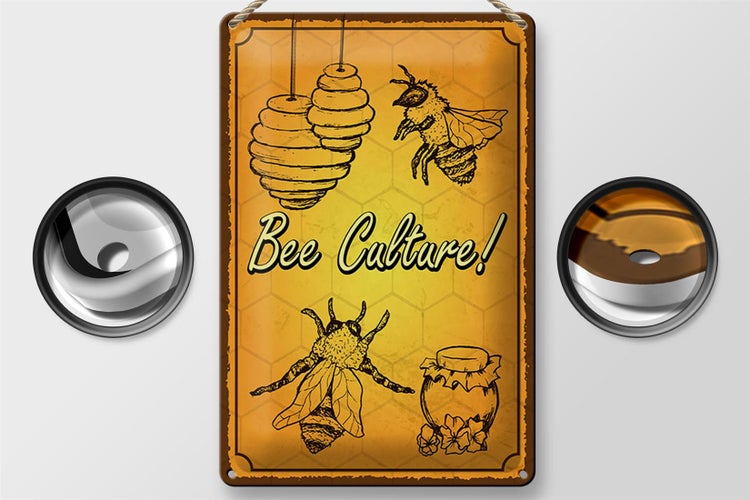 Blechschild Spruch 20x30cm Bee culture Biene Honig Imkerei