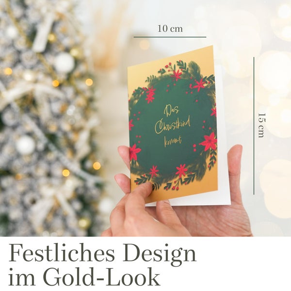 Milula Studios 14 Weihnachtskarten mit Umschlag Set - Adventskarten A6 - Karten Weihnachten Set - Weihnachtskarte zum Aufklappen - Weihnachtspostkarten Set für Weihnachten