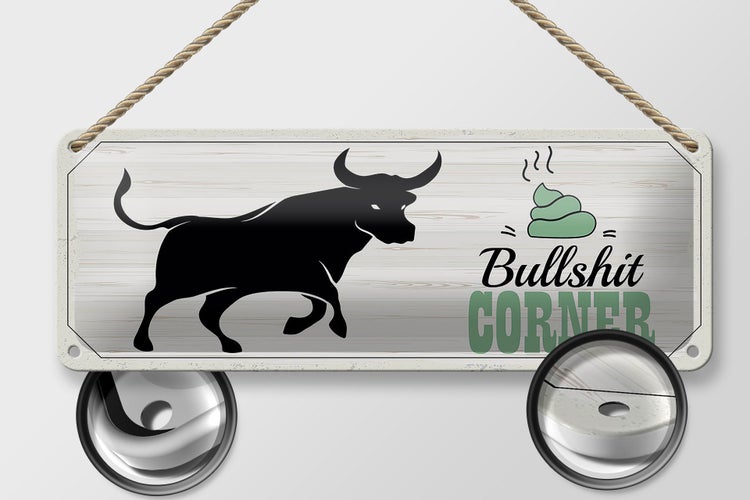 Blechschild Spruch Bullshit Corner Stier 27x10cm Wanddeko
