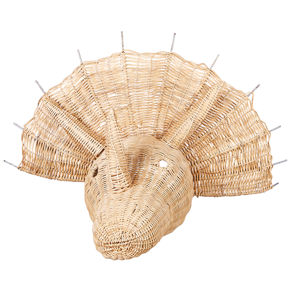 Triceratops Wanddekoration aus geflochtenem Weidengeflecht für das Kinderzimmer.