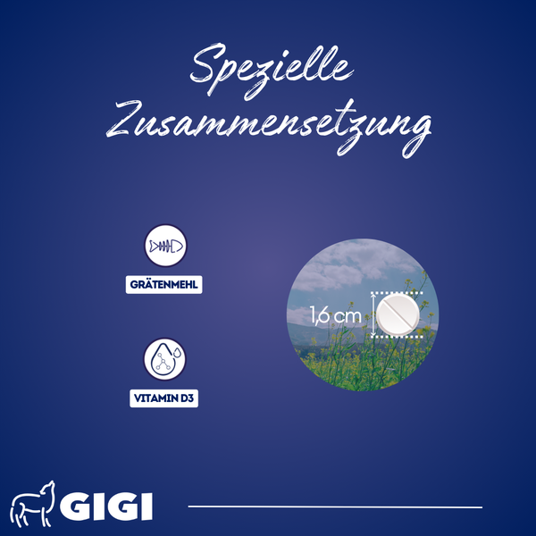 Spezielle Zusammensetzung mit Fischmehl und Vitamin D3, Tablettengröße 1,6 cm