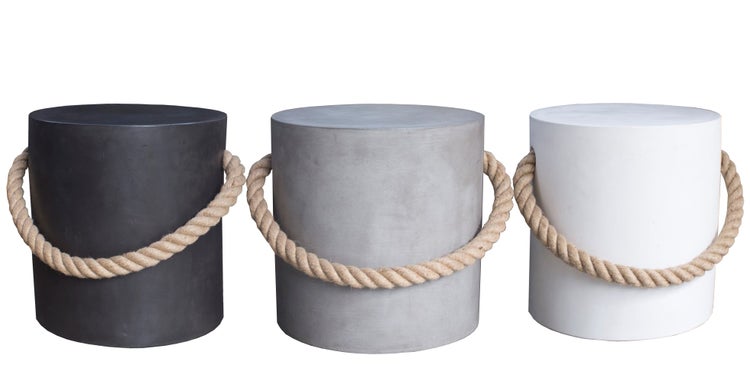 Novum Betonhocker mit Tau betongrau