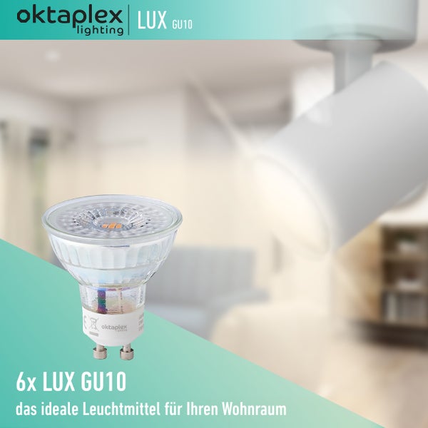 Oktaplex Lux GU10 6er Set LED Leuchtmittel 3000K Warmweiß 400lm 4,8W 230V
